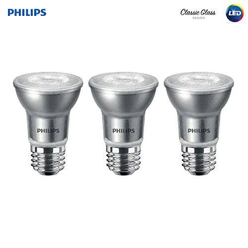 Philips LED 클래식 글래스 디머블, 밝기 조절 가능 PAR16 40-Degree 스팟 전구: 400-Lumen, 3000-Kelvin, 5.5-Watt (50-Watt Equivalent), E26 Base, 브라이트 White, 3-Pack (475434)
