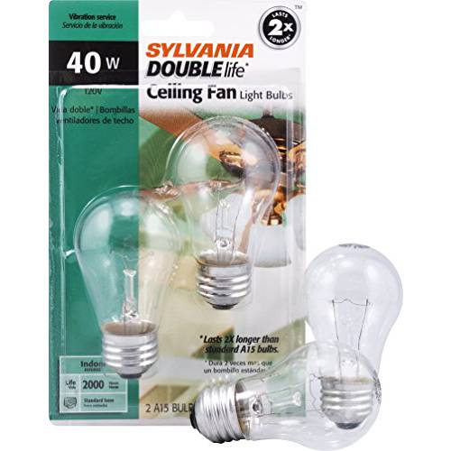 SYLVANIA 홈 라이트닝 10034 Incandescnet Bulb, A15-40W, 투명 Finish, 미디엄 Base, Pack of 2