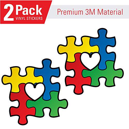Love (2 Pack) Autism Awareness 퍼즐 Pieces with Heart Vinyl 스티커 데칼,스티커 (2)