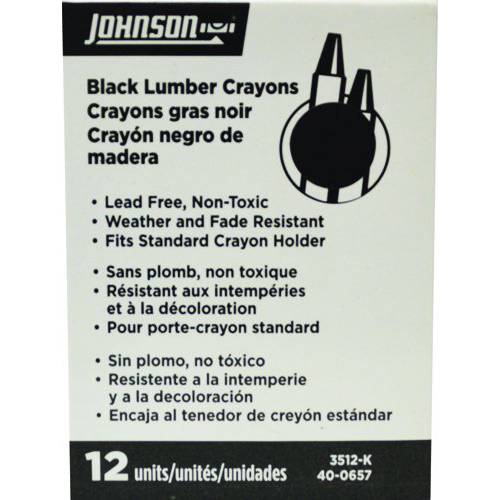 Johnson Level& Tool 3512-K Johnson Level& Tool  블랙 Lumber 크레용,크레파스 (12 팩)