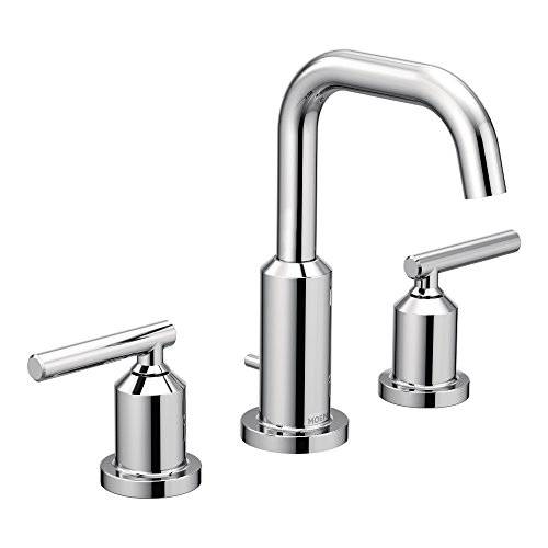 Moen T6142 Gibson Two-Handle 8-Inch Widespread 하이 Arc 모던 화장실 싱크대 Faucet, 밸브 Required, Chrome