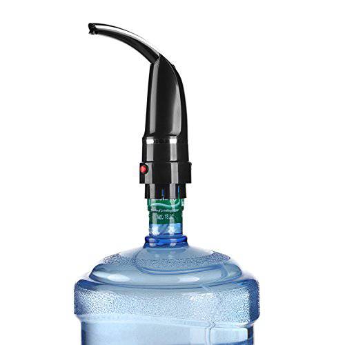 Flexzion Water Bottle 디스펜서 for 5/ 6 Gallon Jugs, 탈착식 전기,자동,전동 Cold 음료 음료 펌프,호환펌프 w/ 휴대용 미니 배터리 Box, 탑 Loading Type for 데스트탑 조리대,싱크대,세면대 홈 부엌, 주방 Office, Black
