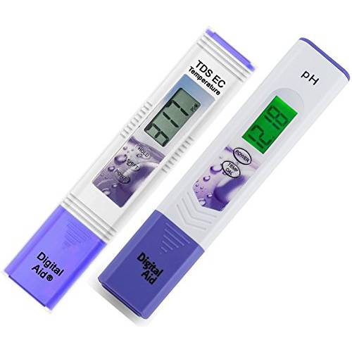 프로페셔널 Quality Water 테스트 Meter. 레인지: 0-9990 ppm. Plus a 프로페셔널 pHMeter with 라지 Backlit LCD Screen. 레인지 0.00 to 14.0 pH. 3 프리 pH 버퍼 솔루션 파우더 Included.