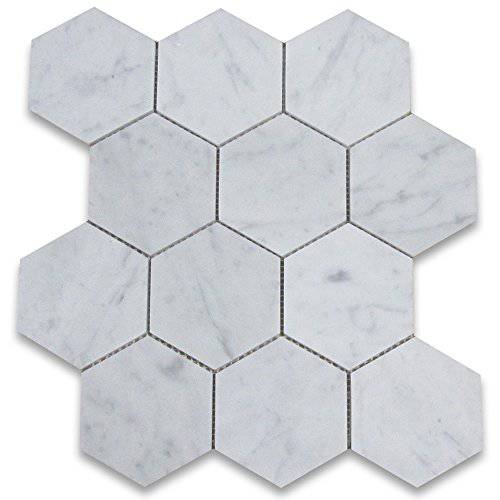 Stone Center Online Carrara 화이트 이탈리안 Carrera 마블,대리석무늬 육각형 Mosaic Tile 4 inch Honed Venato Bianco Bathroom 부엌, 주방 Backsplash Floor Tile