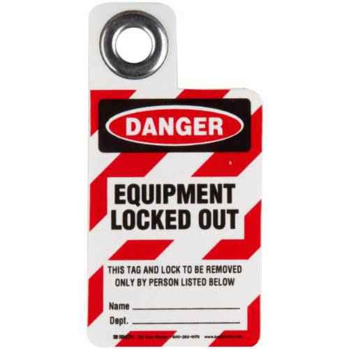Brady  맹꽁이자물쇠, 통자물쇠, 자물쇠 위험 - 장비 Locked Out 태그, 비닐, 3 높이, 2 폭, 레드 and 블랙 - 105722