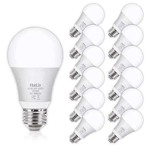 12Pack A19 LED 라이트 Bulbs100 Watt 호환 5000K Daylight White, No Flicker E26 미디엄 스크류 Base Bulbs, 1100Lumens, Non 디머블, 밝기 조절 가능