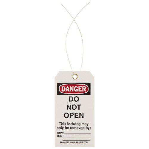 Brady Danger - Do Not Open - 승인되지않음 Removal... Tag, Cardstock, 5-3/ 4 Height, 3 폭 (Pack of 25)