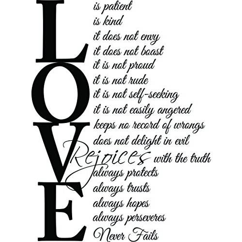 Ideogram Designs (23x31) Love is Patient Love is Kind 1 Corinthians 13:4-7. Vinyl 벽면 데칼,스티커 장식,데코 문구,인용구 Sayings 감동적인 벽면 아트