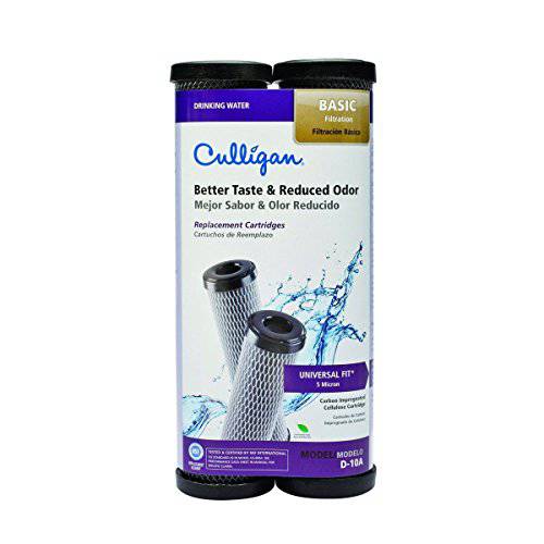 Culligan D-10A 레벨 1 음료 Water 교체용 카트리지 Carbon-Impregnated 셀룰로오스 2 pack Size: 9.75 H x 2.5 W x 2.5 D Model: D-10A ( 집&  부엌, 주방)
