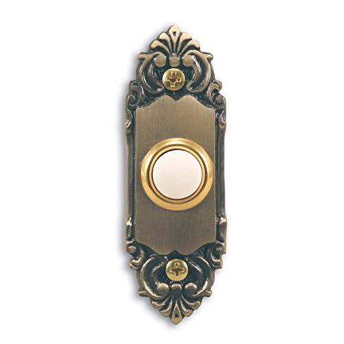 Heath Zenith SL-925-02 유선 문,문틈 차임,차임벨 Push Button, 앤틱 Brass with 라이트 중앙