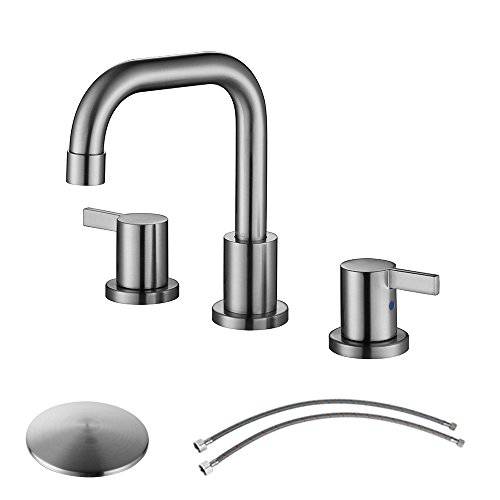 PARLOS Two-Handle Widespread 화장실 Faucet with Pop-up 배수구,배출구 조립품 and cUPC Faucet 서플라이 Lines, Brushed Nickel, 13649