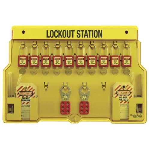 Master Lock Lockout Tagout 스테이션, 코팅 Group Lockout 스테이션, Includeds 10 Zenex 자물쇠, 1482BP411