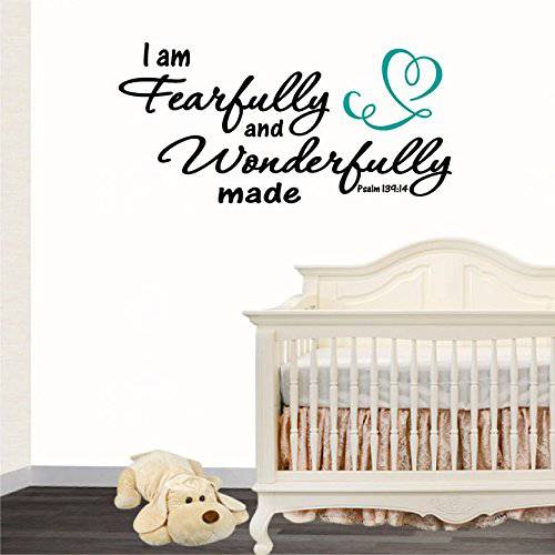 Jeyfel Decals : You are Fearfully and Wonderfully Made. Psalm 139:14 비닐 벽면 데칼. 각인 비닐 벽면 아트 아름다운