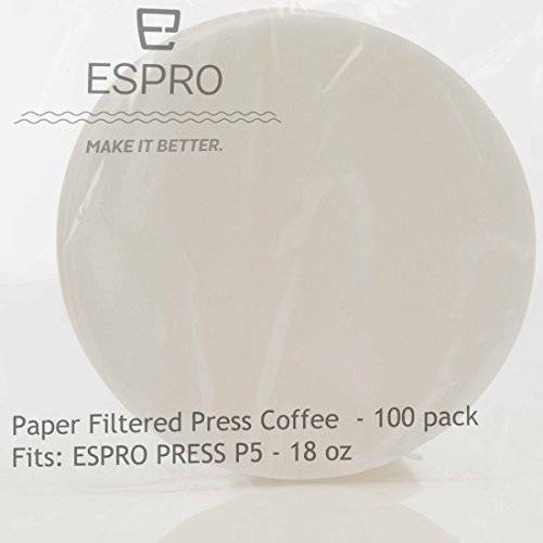 ESPRO 100 Count 커피 용지 용수필터,물필터,여과기,필터 for ESPRO 커피 프렌치 Press, P3/ P5/ P6/ P7, 18 Ounce