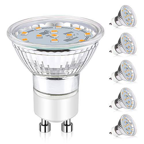 Ascher GU10 LED 라이트 Bulbs, 50W 할로겐 Bulbs Equivalent, 4W, 400 Lumens, Non-Dimmable, 2700K Warm White, 120° Beam Angle, LED Bulbs for Recessed Track Lighting, GU10 Base, Pack of 5