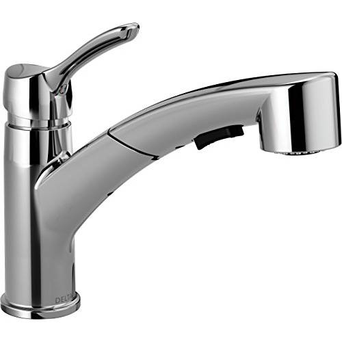 Delta Faucet Collins Single-Handle 부엌, 주방 싱크대 Faucet with 풀 Out 스프레이식,분무식 and 마그네틱, 자석 탈부착 스프레이,향수,콜론,코롱 Head, Chrome 4140-DST
