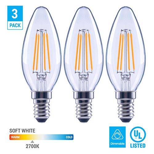 EcoSmart 60-Watt 호환 B11 디머블, 밝기 조절 가능 클리어 Filament 빈티지 Style LED 전구 소프트 화이트 (3-Pack)