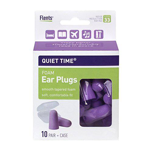 Flents 저소음 시간 귀 Plugs/ 귀마개,소음방지귀마개 | 10 쌍, 세트 | 케이스 포함 | NRR 33 | 만든 in The USA