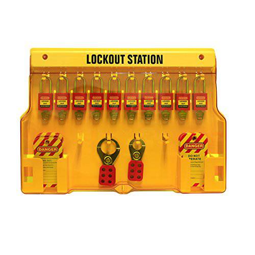 Wisamic Lockout Tagout 스테이션 커버, 포함 10 키 여러 자물쇠, 2 Lockout Hasps, 24 Lockout 태그, 15-1/ 2 x 22 x 1-3/ 5 인치