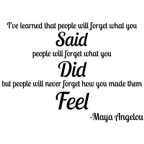 아름다운 벽면 인용문 데칼 Maya Angelou | 비닐 스티커 Motivation 학교 or 사무실,오피스 장식,데코 (27 x 8 in) 큰 Famous Saying | 교실 동기부여 라지 아트 문구, 인용구 | Ive Learned People Will