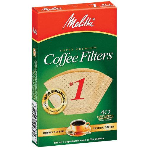Melitta 6201221 40 Count 내츄럴 브라운 원뿔형 커피 Filters, 브라운