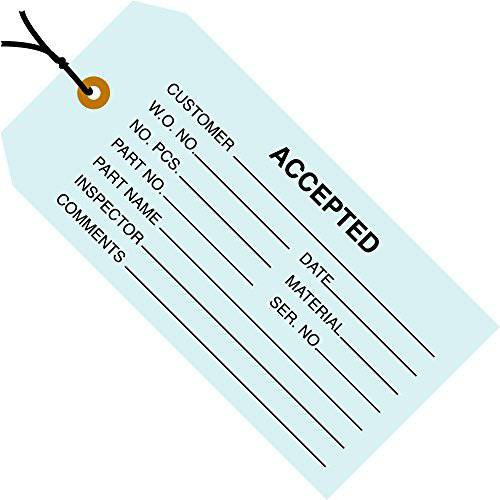 Aviditi G20012 Pre Strung 검사,조사,탐정 Tag, LegendACCEPTED, 13 Point Cardstock, 4-3/ 4 높이 x 2-3/ 8 Width, 블랙 on Blue (Case of 1000)