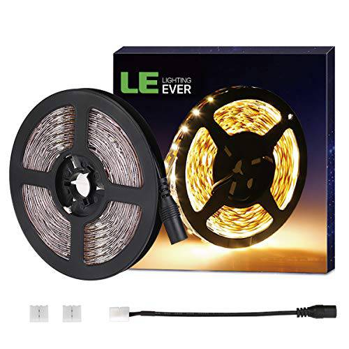 LE 12V brandnameengD 스트립 Light, Flexible, SMD 2835, 16.4ft 테이프 라이트 가정용, Kitchen, Party, Christmas and More, Non-Waterproof, Warm White(Not Include 파워 Adapter)