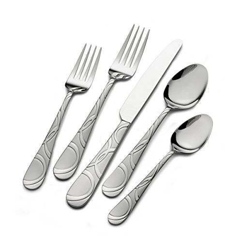 Pfaltzgraff 5163889 Garland Frost 53-Piece 스테인레스 Steel 접시,식기류 세트 with Serving 유텐실,조리기구 세트 and Steak Knives, Service for 8