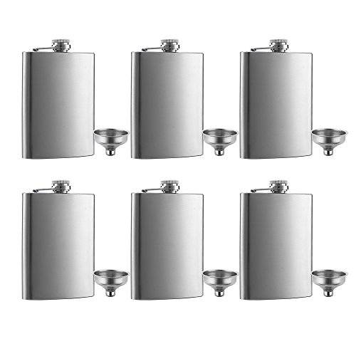 6 Pcs 8 oz Hip 스테인레스 Steel flask&  깔때기 세트 by brandnameeng, 간편 Pour 깔때기 is Included, Great 기프트