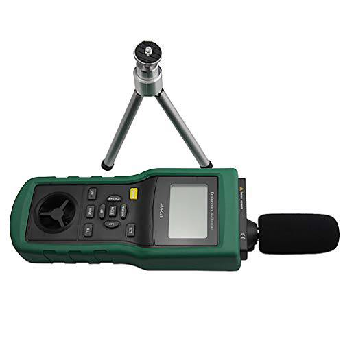 AMTAST Multi-Functional Environmental 미터 Anemometer 사운드 레벨 에어플로우 미터 LUX 미터 Luminometer 습도 온도 미터 삼각대