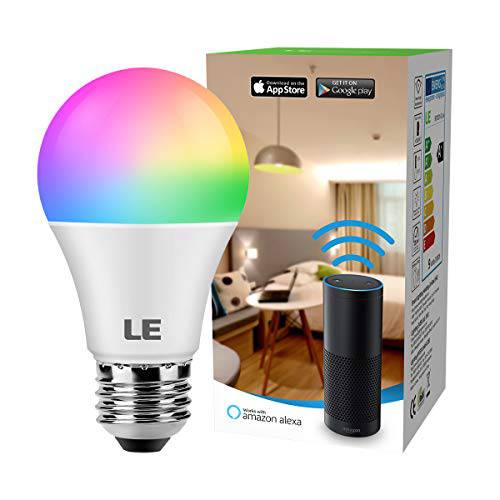 스마트 와이파이 라이트 Bulbs, LED 컬러 체인징 Lights, Works with 알렉사&  구글 Home, RGBW 2700K-6500K, 60 Watt Equivalent, 디머블, 밝기 조절 가능 with App, A19 E26, No 허브 Required, 2.4GHz 와이파이