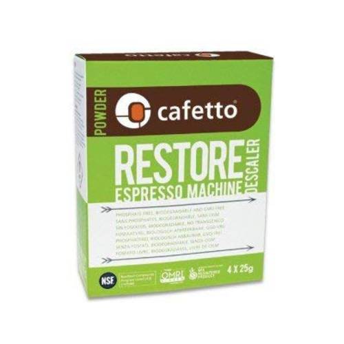 Cafetto Restore 에스프레소,커피 세탁기 Descaler, 커피 세탁기 클리닝 파우더 for 사용 In 오가닉,  Systems (4 Single 사용 Packets)