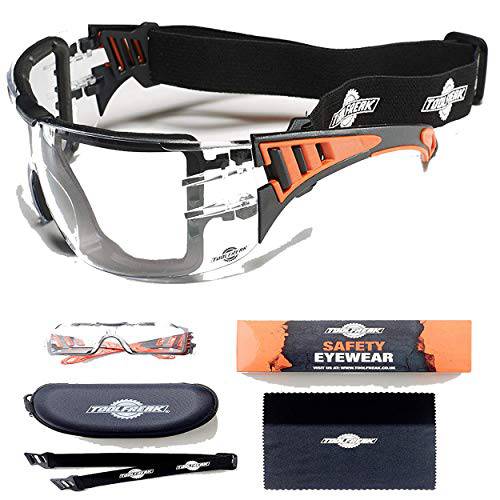 ToolFreak Rip Out 보안경 with 폼 Padding, Protective 안경 with 업그레이드된 비전 남성용 and Women, 충격 and UV Protection, 하드 케이스 and Cloth (Clear Lens)