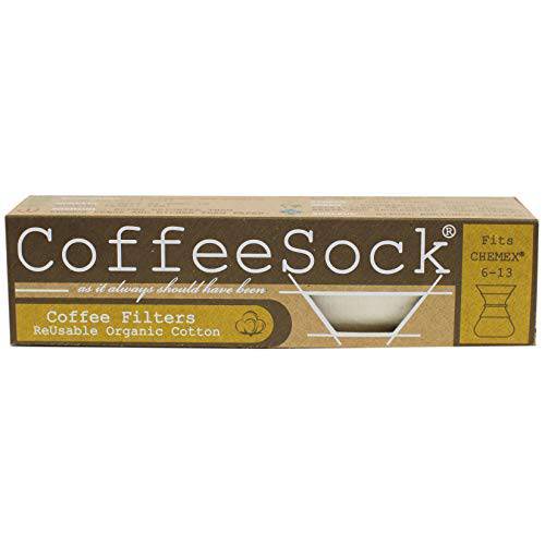 CoffeeSock  리유저블, 재사용 필터 Made to 호환 Chemex 1/2,하프 Moon 6-13 컵 Carafes - the Original, 오리지날 리유저블, 재사용 커피 필터- GOTS 인증된 오가닉 코튼 리유저블, 재사용 커피 필터