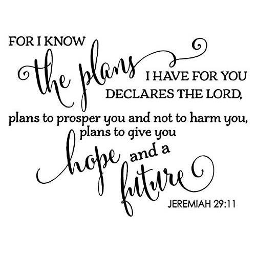 I 알고있다 the plans I have you declares the Lord. 비닐 벽면 아트 데칼 스티커