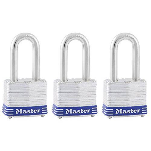 Master Lock 3TRILF Laminated Steel 맹꽁이자물쇠,통자물쇠,자물쇠 with Key, 3 Pack, 3 Piece