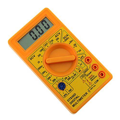 UEETEK DT-830D 디지털 멀티미터,전기,전압계,측정 부저 사각 Wave 출력 전압 Ampere 옴 테스터 탐침,탐색기 DC AC LCD 과부하 프로텍트 (Yellow)