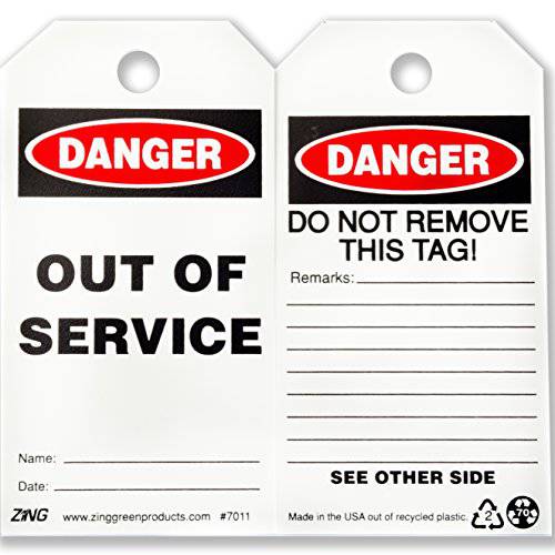 ZING 7011 Eco 세이프티,안전 Tag, Danger Out of Service, 5.75Hx3W, 10 팩
