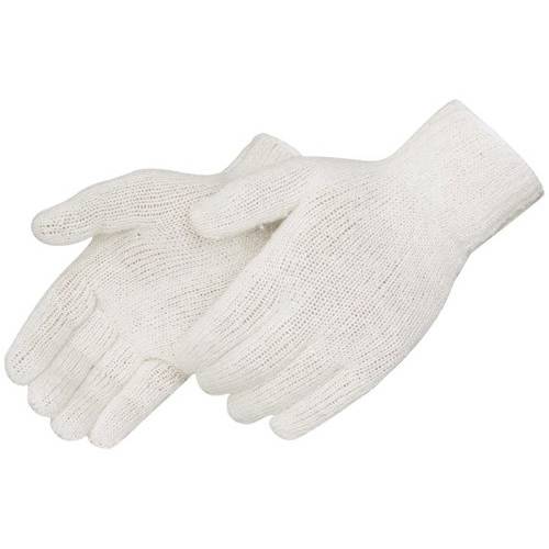 Liberty K4517Q Cotton/ 폴리에스터 레귤러 체중 플레인 Seamless Knit Glove with 탄력 끈,스트립,선 Knit Wrist, Large, 내츄럴 화이트 (Pack of 12)