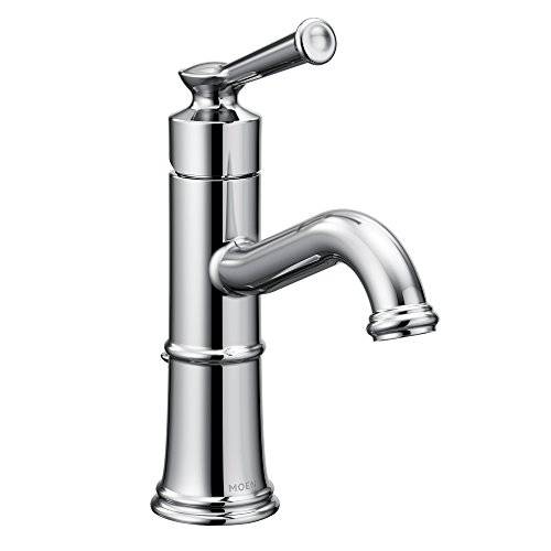 Moen 6402 Belfield One-Handle 화장실 싱크대 Faucet with 배수구,배출구 조립품 and 선택 Deckplate, Chrome