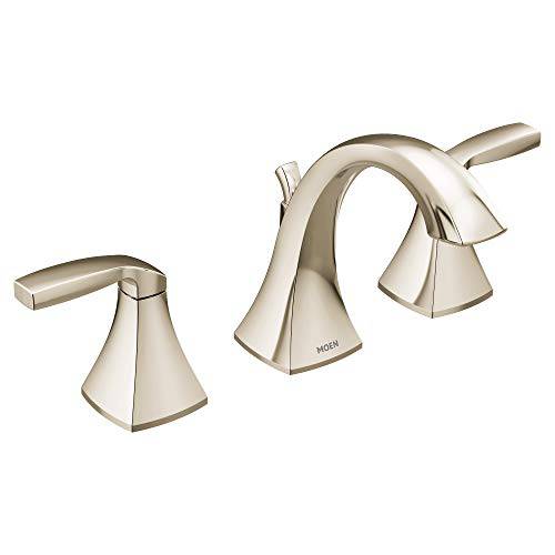 Moen T6905NL Voss Two-Handle Widespread 화장실 Faucet, 밸브 Required, Polished Nickel (T6905NL)