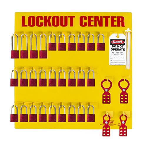 ZING 2729 RecycLockout Lockout Tagout 스테이션, 28 알루미늄 맹꽁이자물쇠,통자물쇠,자물쇠