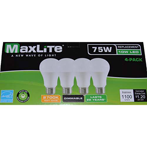 MaxLite Enclosed Rated 소프트 화이트 LED A19 라이트 Bulbs (75W, 팩 of 4)