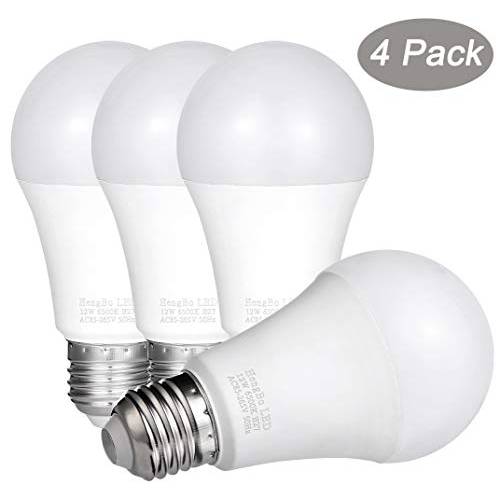 HengBo A19 LED Bulb, 100 Watt 호환 1200 Lumens 미디엄 스크류 Base Non 디머블, 밝기 조절 가능 전구, 6500K Daylight 화이트 (4 - 팩, 마스크, 마스크팩)