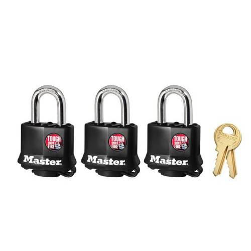 Master Lock 311TRI 키,열쇠 한쌍 코팅된 스틸 맹꽁이자물쇠, 통자물쇠, 자물쇠, 3-Pack