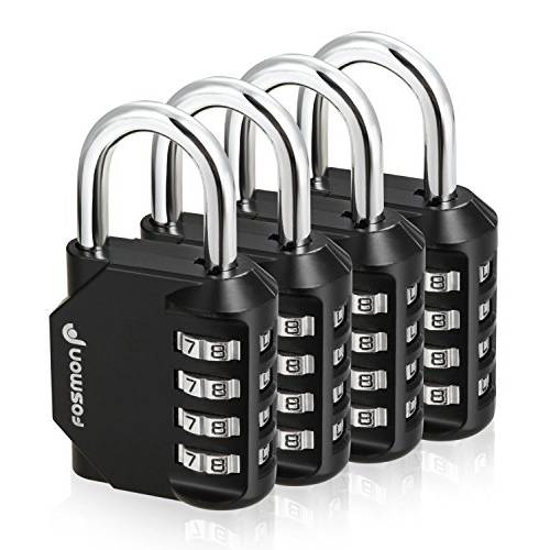Fosmon 비밀번호 Lock, (4 Pack) 4 숫자 Multi-Purpose 비밀번호 Padlock, 듀러블 (Alloy Body) for Gym, School, Work Locker, 보관함 Units, Fence, and More