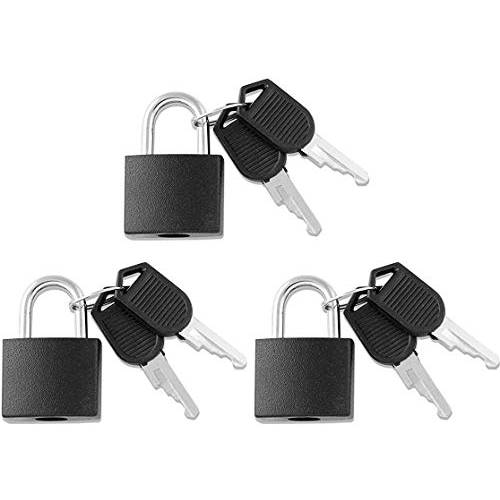 스몰 미니 듀러블 맹꽁이자물쇠,통자물쇠,자물쇠 짐가방,캐리어 ABS 코팅 솔리드 황동 바디 개별 키,열쇠 짐가방,캐리어 맹꽁이자물쇠,통자물쇠,자물쇠 세트 - 3 자물쇠 (블랙)
