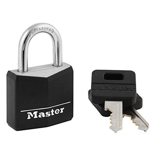 Master Lock 131D 코팅 알루미늄 Keyed Padlock, 1 Pack, 블랙