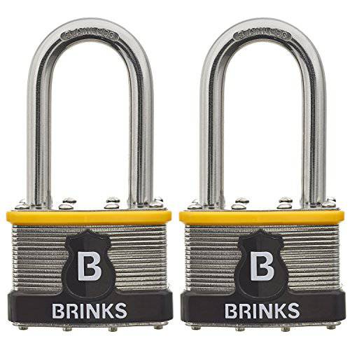 Brinks 677-44812 상업용 44mm 스테인레스 스틸 코팅된 맹꽁이자물쇠,통자물쇠,자물쇠 2 스테인레스 스틸 걸쇠, 2 팩