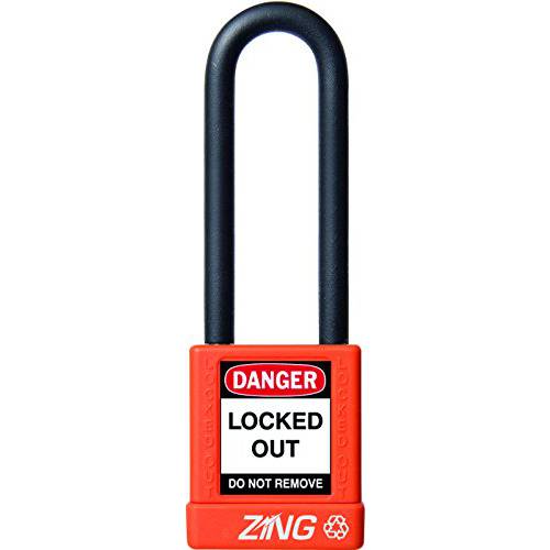 ZING 7058 RecycLock 세이프티,안전 맹꽁이자물쇠,통자물쇠,자물쇠, 키,열쇠 여러, 3 걸쇠, 1-3/ 4 바디, 오렌지